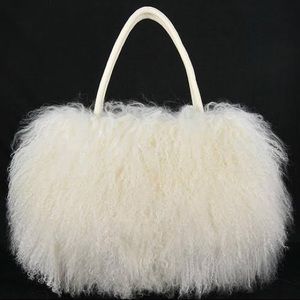100% Mongolian Wool White Shoulder bag/Handbag